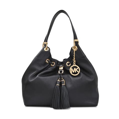 michael kors black satchel bag drawstring|Michael Kors drawstring front grommets.